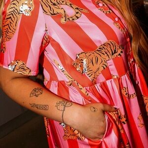 Burnt Toast- Red and Pink Tiger Print Dress